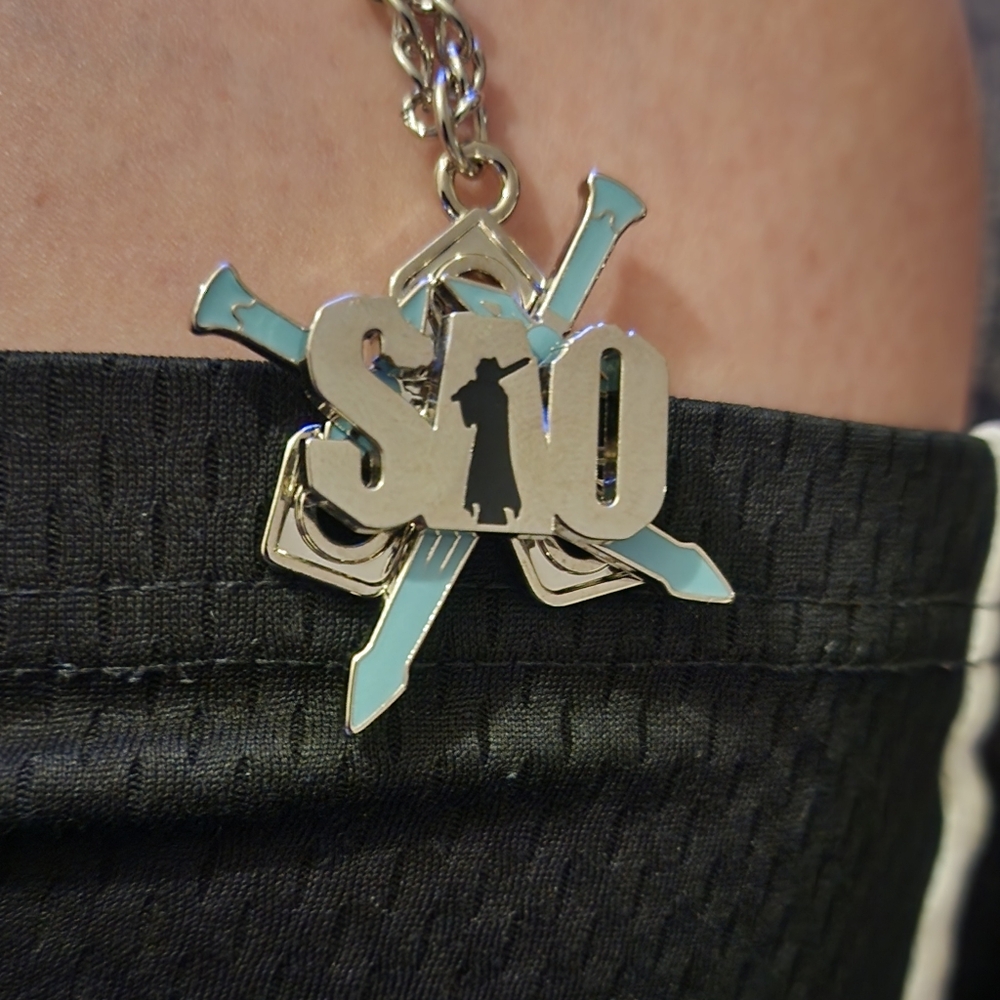 Silver SAO Necklace with Crossed Swords Pendant